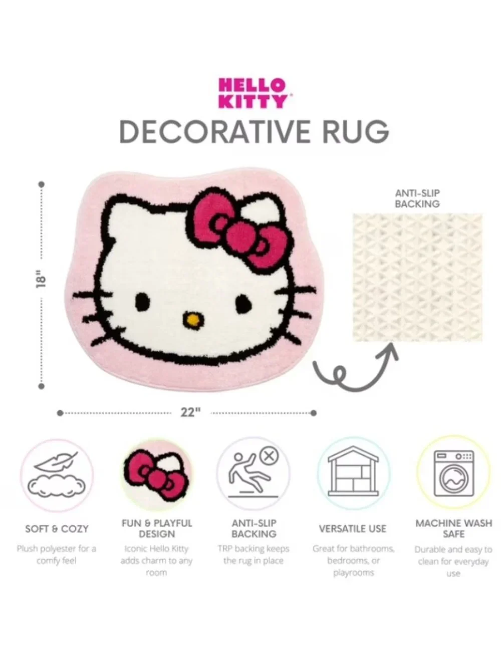 Hello Kitty Pink Bath Rug NEW 🐈